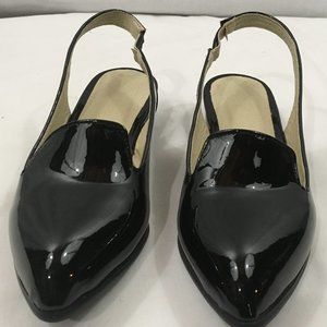 * Womens shoes, black patent finish, sling back, 3/4" heel,  new, size 7.5 US